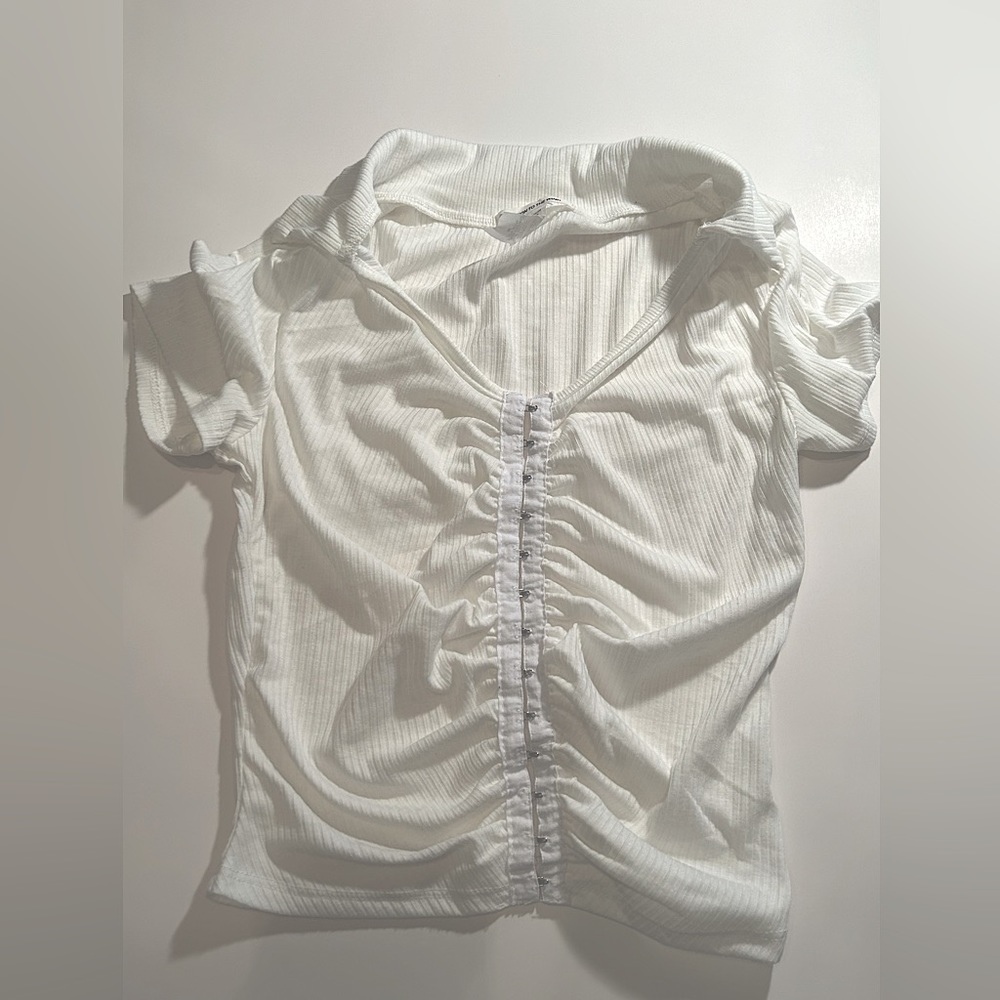 White button down crop top